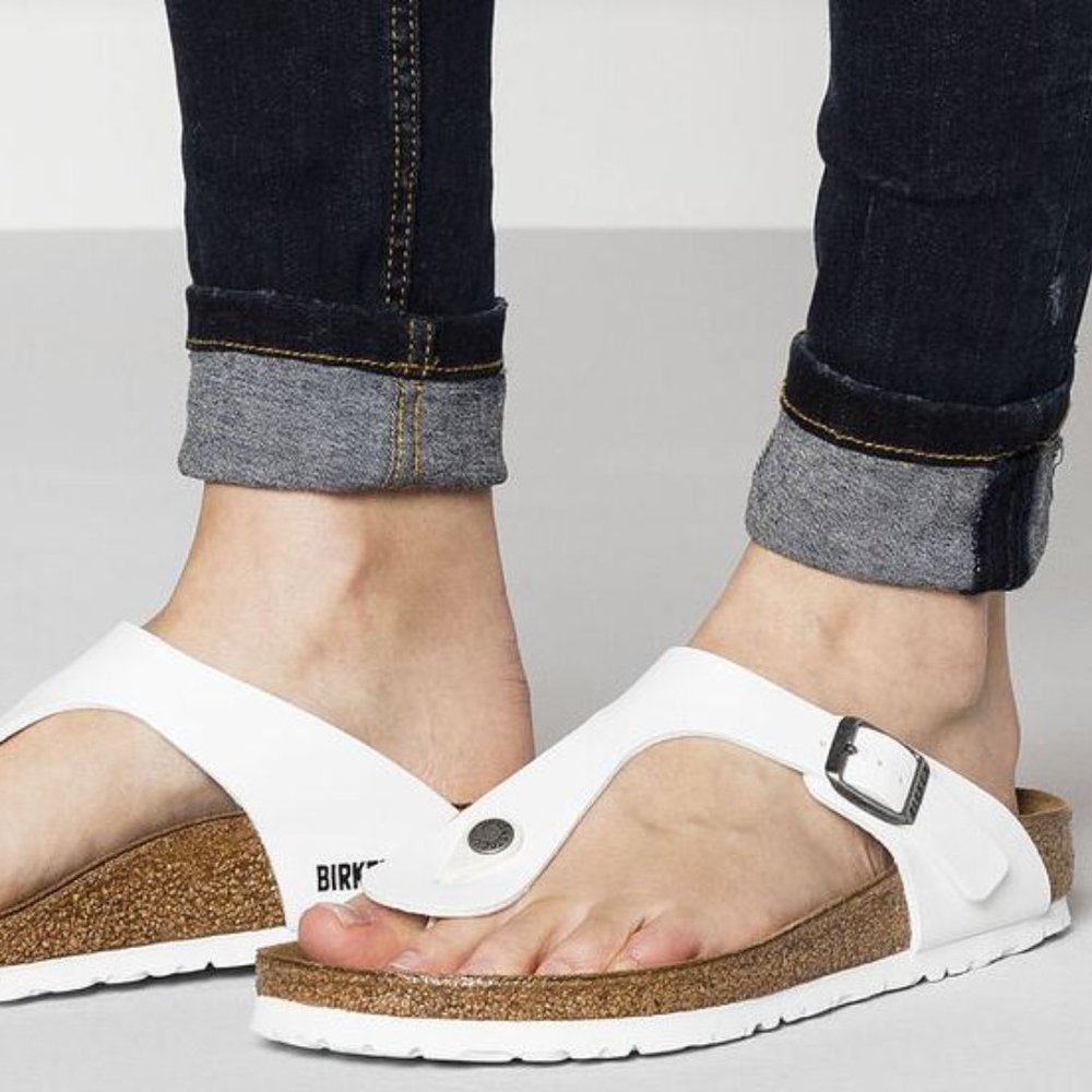 Birkenstock Gizeh Birko-Flor White Unisex Sandals-Size (E41) Wmn's 10 / Men's 8